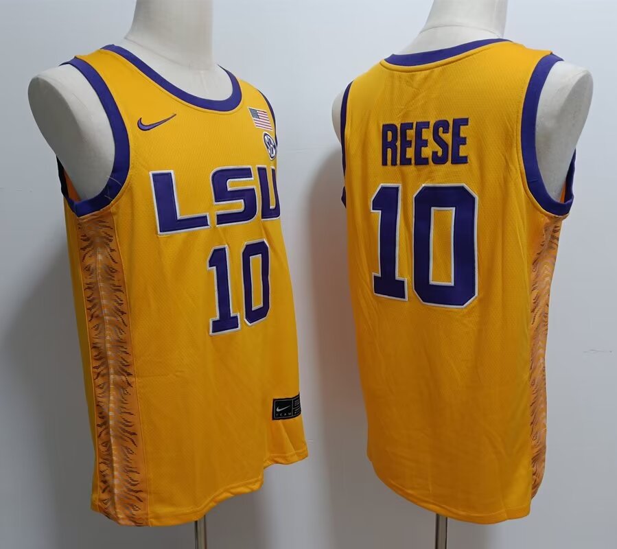 2024 NCAA Men LSU Tigers 10 Reese yellow Nike jerseys